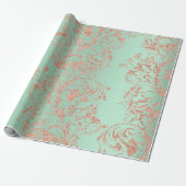 Damask Roos Gold Mint Royal Antonietta Cottage Cadeaupapier (Uitgerold)