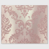 Damask Roos Gold Royal Metallic Parly Cottage Cadeaupapier (Vlak)