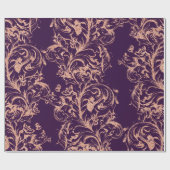 Damask Roos Gold Royal Paars Antonietta Cottage Cadeaupapier (Vlak)
