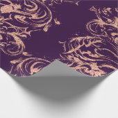 Damask Roos Gold Royal Paars Antonietta Cottage Cadeaupapier (Hoek)