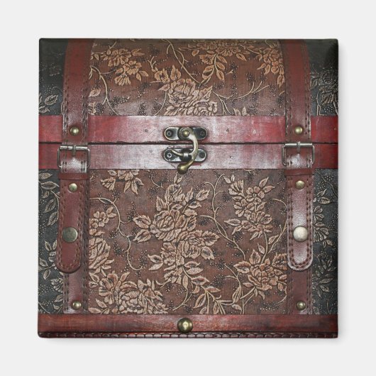 Damask Roos Leather  Chest Magneet (Voorkant)