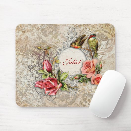  Damask Roos Mousepad Muismat (Met muis)