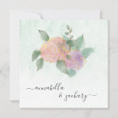 *~* Damask ROOS QR RSVP Glitter - AR12 bruiloft Kaart (Voorkant)