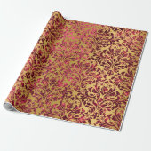 Damask Royal Burgundy Red Maroon Gold Honey Cadeaupapier (Uitgerold)