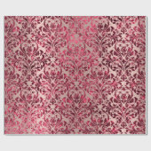 Damask Royal Burgundy Red Maroon Pink Rose Cadeaupapier (Vlak)
