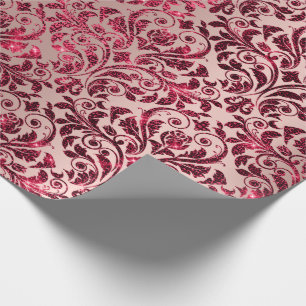 Damask Royal Burgundy Red Maroon Pink Rose Cadeaupapier