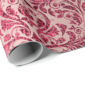 Damask Royal Burgundy Red Maroon Pink Rose Cadeaupapier (Rol Hoek)