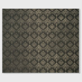 Damask Royal Chic Golden Velvet Black Gold Cadeaupapier (Vlak)
