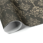 Damask Royal Chic Golden Velvet Black Gold Cadeaupapier (Rol Hoek)