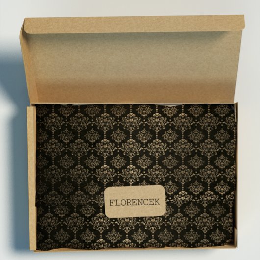 Damask Royal Chic Golden Velvet Black Gold Cadeaupapier