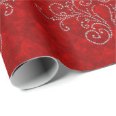 Damask Royal Diamond Silver Red Feestdagen Winter Cadeaupapier (Rol Hoek)