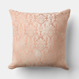 Damask Royal Metal Copper Peach roze Rose Gold Kussen