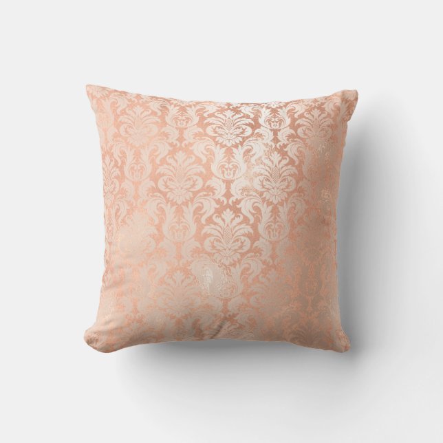 Damask Royal Metal Copper Peach roze Rose Gold Kussen (Voorkant)