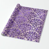 Damask Royal Paars Amethyst Violet Blush Skinny Cadeaupapier (Uitgerold)