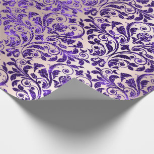Damask Royal Paars Amethyst Violet Blush Skinny Cadeaupapier