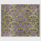 Damask Royal Paars Amethyst Violet Lime Green Cadeaupapier (Vlak)