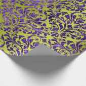 Damask Royal Paars Amethyst Violet Lime Green Cadeaupapier (Hoek)