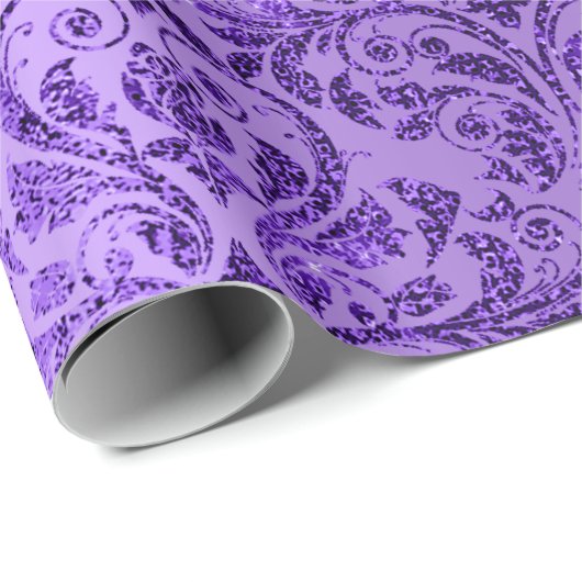 Damask Royal Paars Amethyst Violet Plum Cadeaupapier (Rol Hoek)