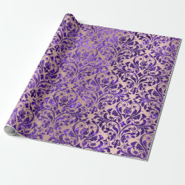 Damask Royal Paars Amethyst Violet Roos Gold Cadeaupapier