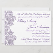 Damask Royal Paars Wedding Invitation Kaart (Achterkant)