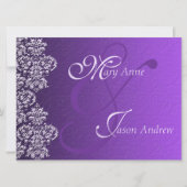 Damask Royal Paars Wedding Invitation Kaart (Voorkant)