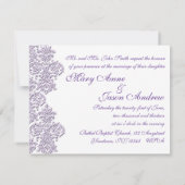 Damask Royal Paars Wedding Invitation Kaart (Achterkant)