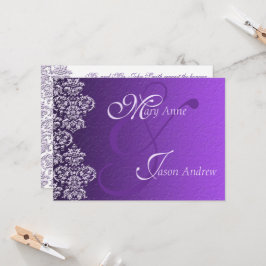 Damask Royal Paars Wedding Invitation Kaart