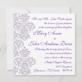 Damask Royal Paars Wedding Invitation Kaart (Achterkant)