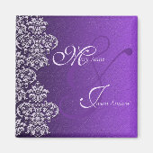 Damask Royal Paars Wedding Magnet (Voorkant)