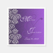 Damask Royal Paars Wedding Paper Napkins Servet (Voorkant)