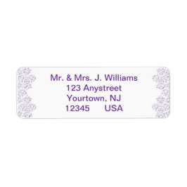 Damask Royal Paars Wedding Return Label