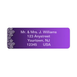 Damask Royal Paars Wedding Return Label