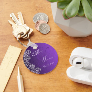 Damask Royal Paars Wedding Sleutelhanger