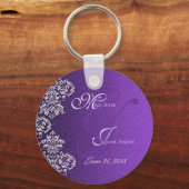 Damask Royal Paars Wedding Sleutelhanger (Voorkant)