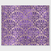 Damask Royal Paarse Amethist Violet Blush Roos Cadeaupapier (Vlak)