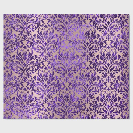 Damask Royal Paarse Amethist Violet Blush Roos Cadeaupapier (Vlak)