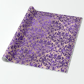 Damask Royal Paarse Amethist Violet Blush Roos Cadeaupapier (Uitgerold)