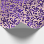 Damask Royal Paarse Amethist Violet Blush Roos Cadeaupapier (Hoek)