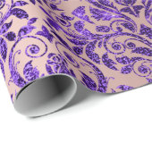 Damask Royal Paarse Amethist Violet Blush Roos Cadeaupapier (Rol Hoek)