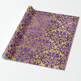 Damask Royal Paarse Amethist Violet Gold Honey Cadeaupapier