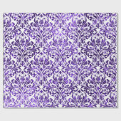 Damask Royal Paarse Amethist Violet Wit Barok Cadeaupapier (Vlak)
