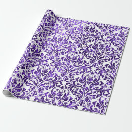 Damask Royal Paarse Amethist Violet Wit Barok Cadeaupapier