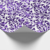 Damask Royal Paarse Amethist Violet Wit Barok Cadeaupapier (Hoek)
