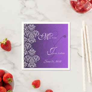 Damask Royal Paarse Huwelijkspapieren Servetten