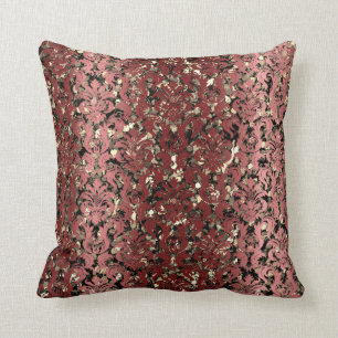 Damask Royal Sepia Gold Black Maroon Burgundy Kussen