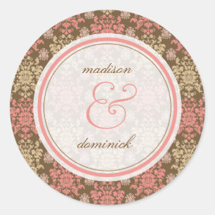  Damask Roze Kant Elegante Bruiloft Sticker