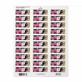 Damask Roze Monogram Foto Bruiloft Adresetiketten Etiket (Full Sheet)