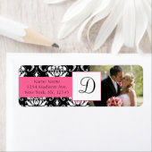 Damask Roze Monogram Foto Bruiloft Adresetiketten Etiket (Insitu)