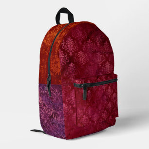 Damask Roze Paarse Sinaasappel Bedrukte Rugzak