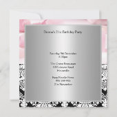 Damask Roze Rozen Feest Uitnodiging save the date (Achterkant)